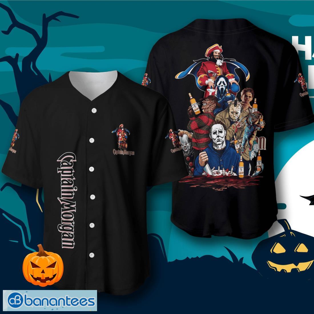captain morgan halloween horror characters baseball jersey mens womens sizes image Captain Morgan Halloween Horror Characters Baseball Jersey – Men’s & Women’s Sizes Product Photo 1