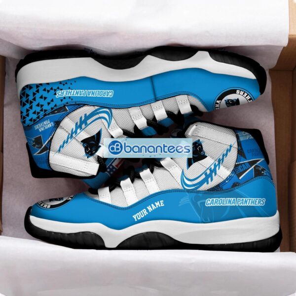 Carolina Panthers Air Jordan 11 Sneakers Custom Name Special Shoes For Fans Product Photo 2