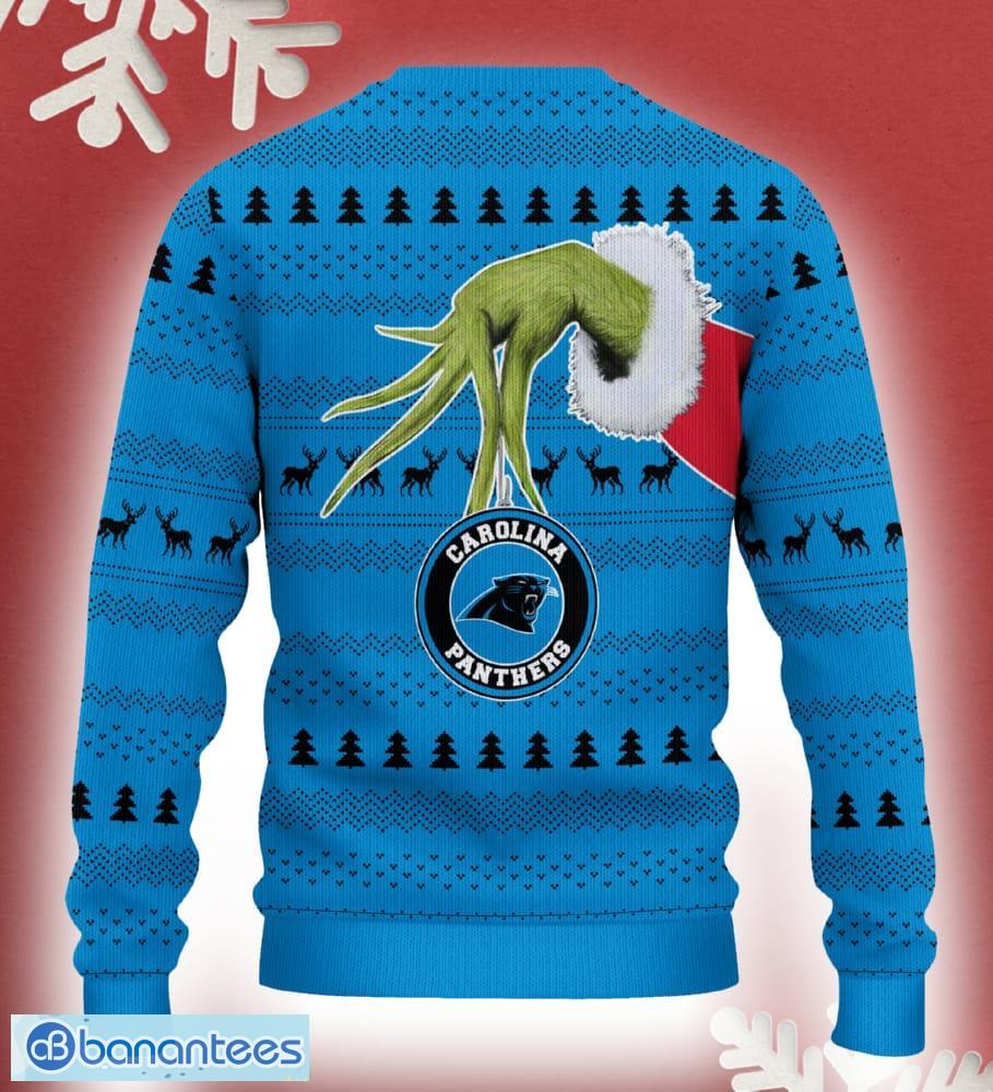 carolina panthers grinch driving funny 3d ugly christmas sweater for men women 1 image Carolina Panthers Grinch Driving Funny 3D Ugly Christmas Sweater For Men Women - Carolina Panthers Christmas Sweater Grinch Driving Photo 3