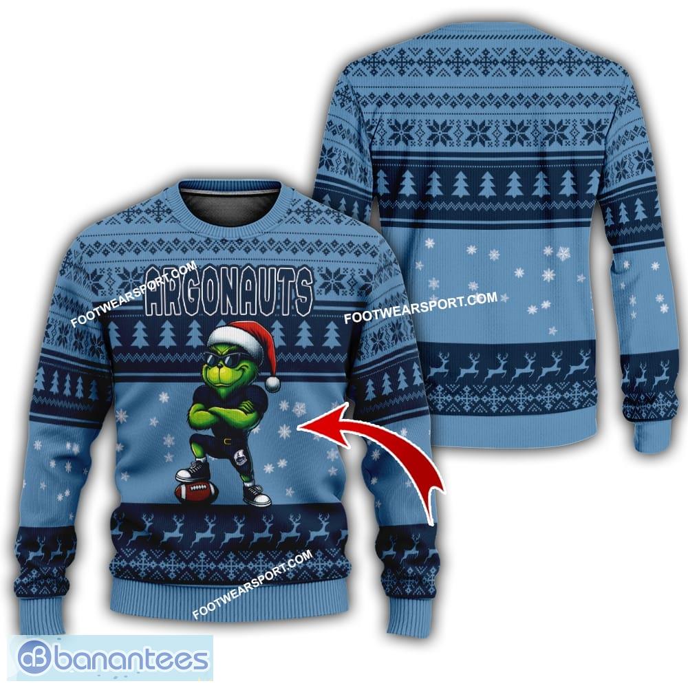cfl toronto argonauts grinch style ugly christmas sweater gift for adult image CFL Toronto Argonauts Grinch Style Ugly Christmas Sweater Gift For Adult - CFL Toronto Argonauts New Grinch Ugly Christmas Sweater Photo 1