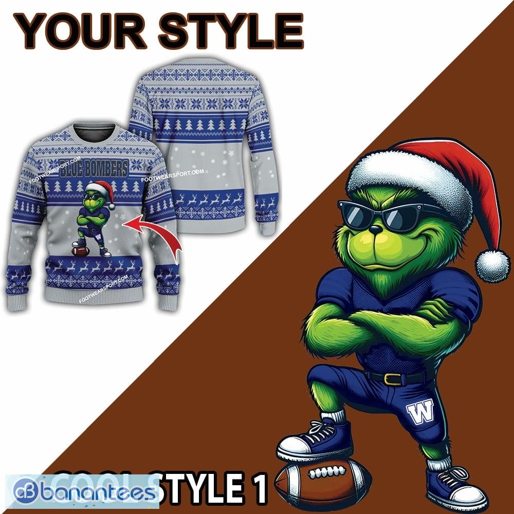 cfl winnipeg blue bombers new grinch knitted christmas sweater gift for men and women 1 image CFL Winnipeg Blue Bombers New Grinch Knitted Christmas Sweater Gift For Men And Women - CFL Winnipeg Blue Bombers New Grinch Ugly Christmas Sweater Photo 2
