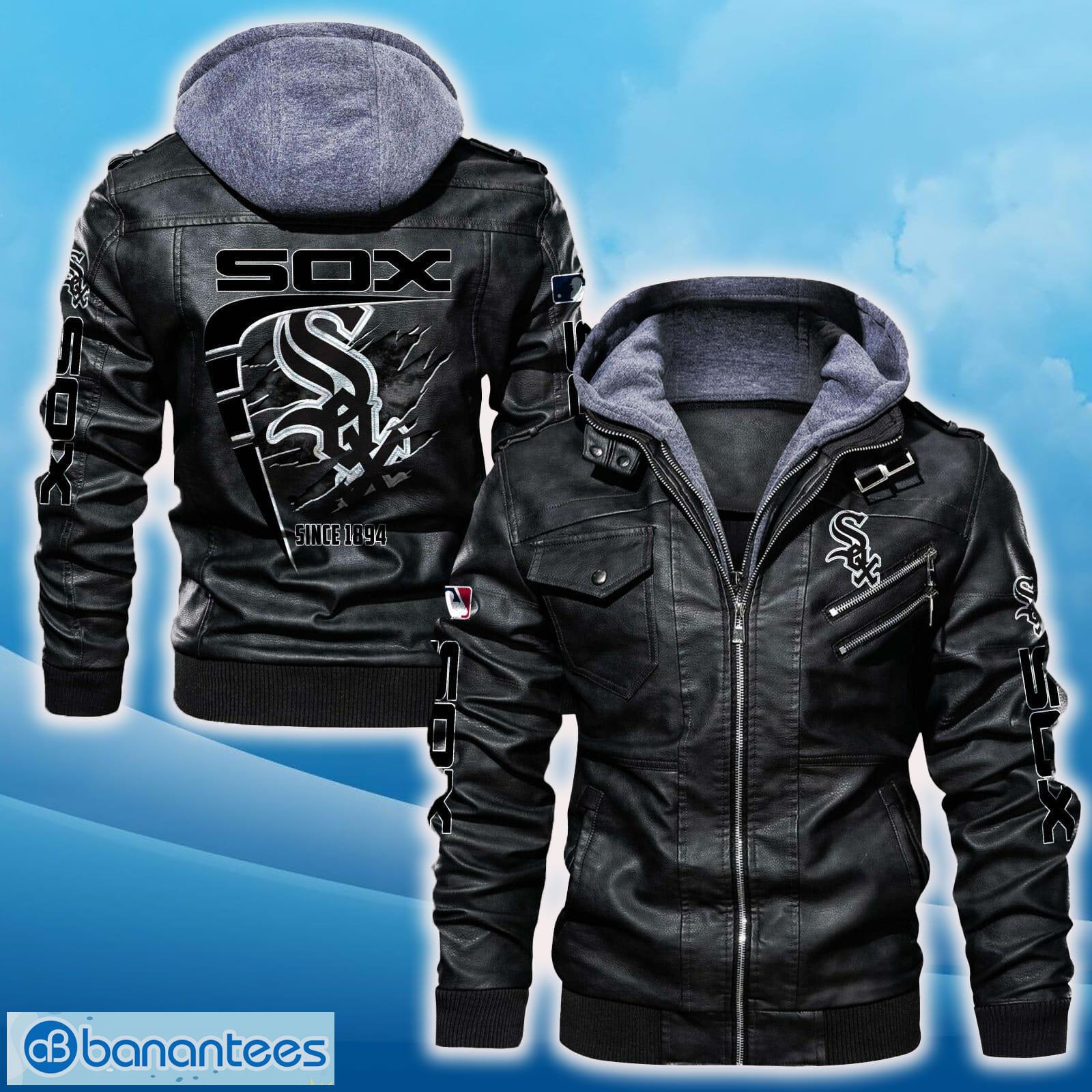 chicago white sox leather jacket black and brown color for men and women gift fans all over print gift fans image Chicago White Sox Leather Jacket Black And Brown Color For Men And Women Gift Fans All OVer Print Gift Fans - Chicago White Sox Leather Jacket_1