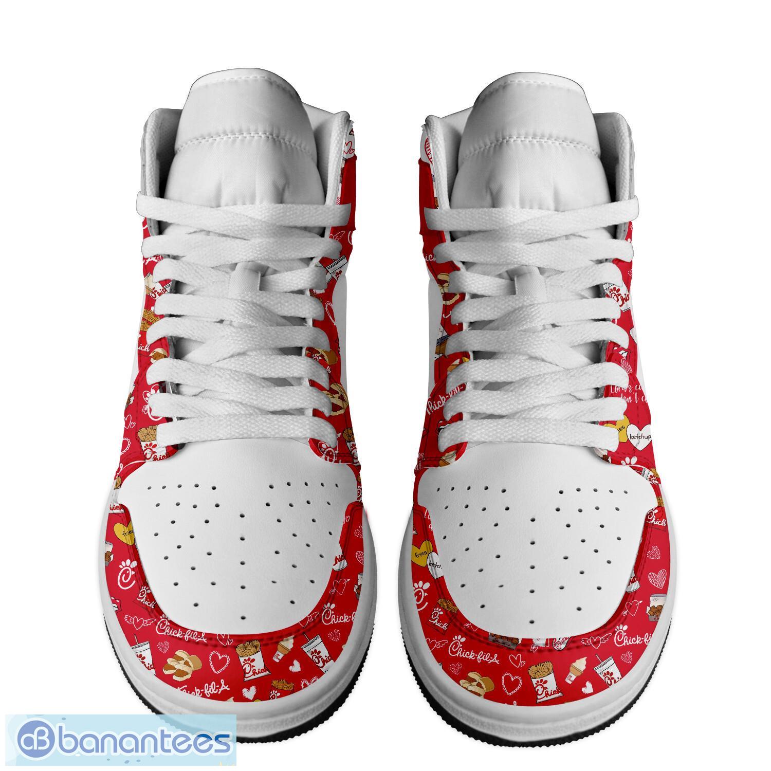 chick fil a air jordan hightop sneakers shoes air jd1 for men and women 1 image Chick-fil-A Air Jordan Hightop Sneakers Shoes Air JD1 For Men And Women Product Photo 2