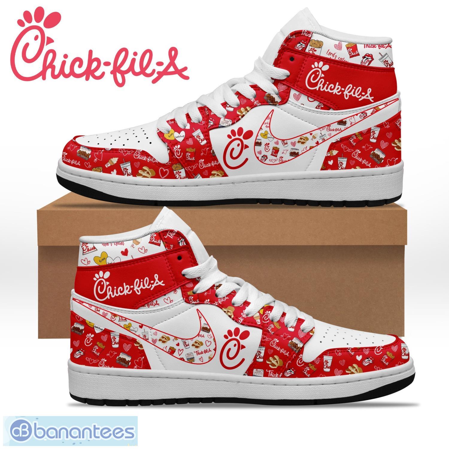 chick fil a air jordan hightop sneakers shoes air jd1 for men and women image Chick-fil-A Air Jordan Hightop Sneakers Shoes Air JD1 For Men And Women Product Photo 1