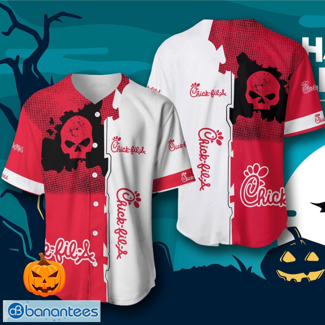chick fil a skull baseball jersey mens womens sizes image Chick-Fil-A Skull Baseball Jersey – Men’s & Women’s Sizes Product Photo 1