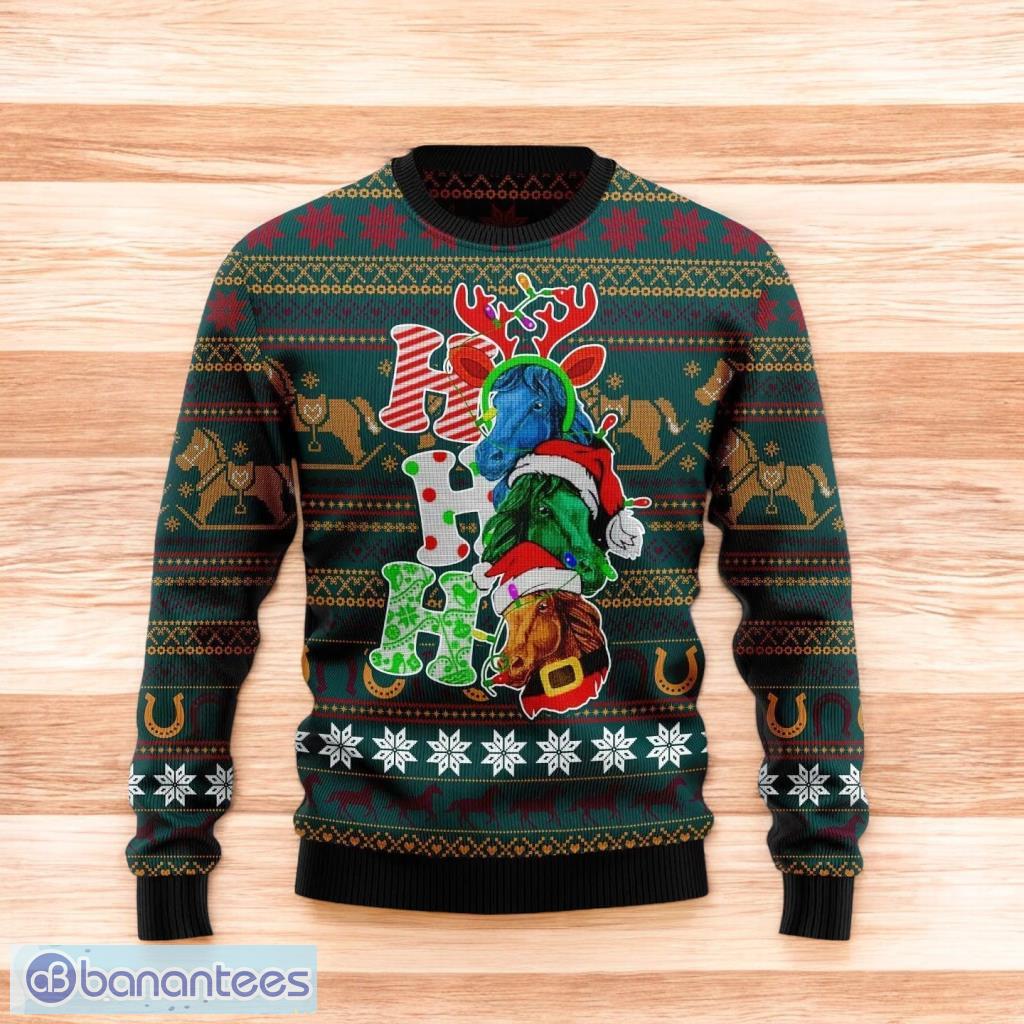 christmas ugly sweater horse ho ho ho funny unisex sweater gift image Christmas Ugly Sweater Horse Ho Ho Ho Funny Unisex Sweater Gift Product Photo 1