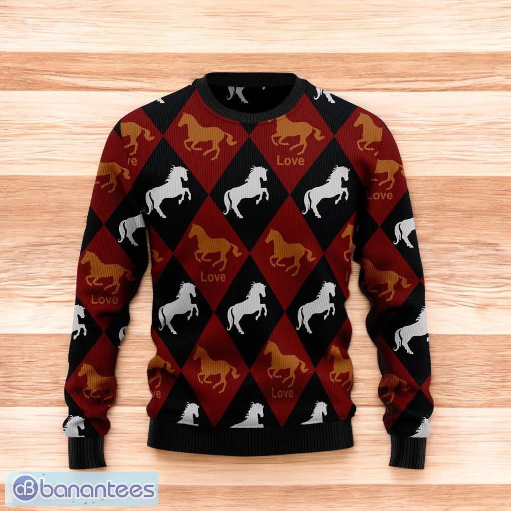 christmas ugly sweater horse love funny unisex sweater gift image Christmas Ugly Sweater Horse Love Funny Unisex Sweater Gift Product Photo 1