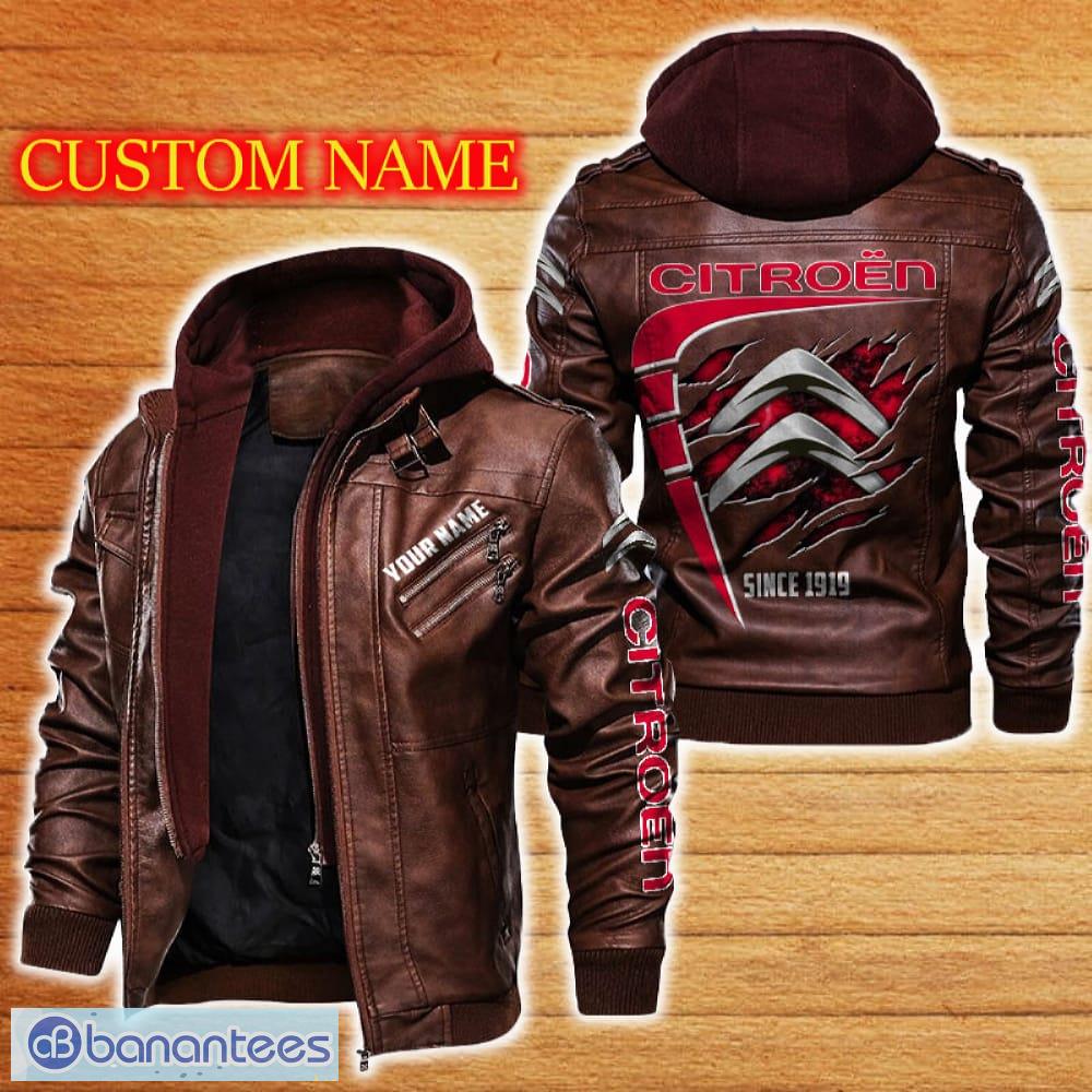 citroen leather jacket black and brown color car logo trending all over print gift fans custom name 1 image Citroen Leather Jacket Black And Brown Color Car Logo Trending All OVer Print Gift Fans Custom Name - Citroen Leather Jacket Car For Fans_2