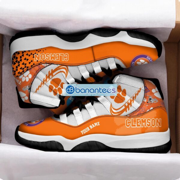 Clemson Tigers Air Jordan 11 Sneakers Custom Name Special Shoes For Fans Product Photo 2