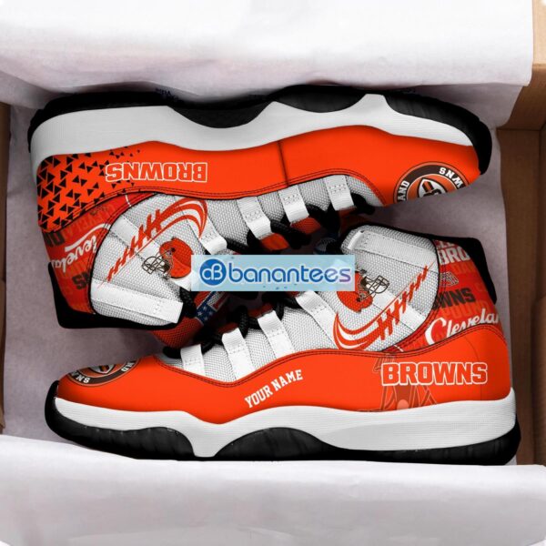 Cleveland Browns Air Jordan 11 Sneakers Custom Name Special Shoes For Fans Product Photo 2