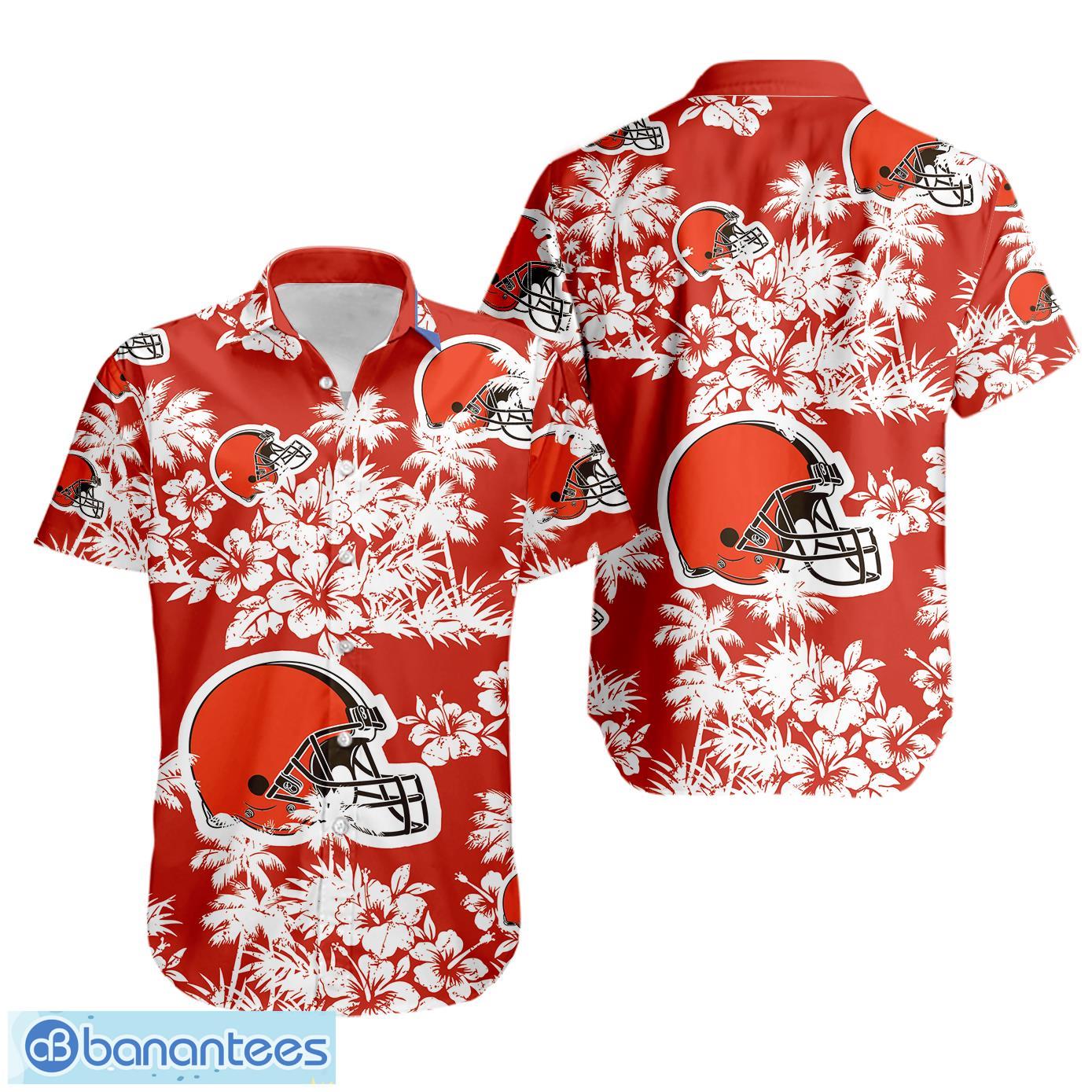 cleveland browns tropical hawaii style short sleeve hawaiian shirt image Cleveland Browns Tropical Hawaii Style Short Sleeve Hawaiian Shirt Product Photo 1