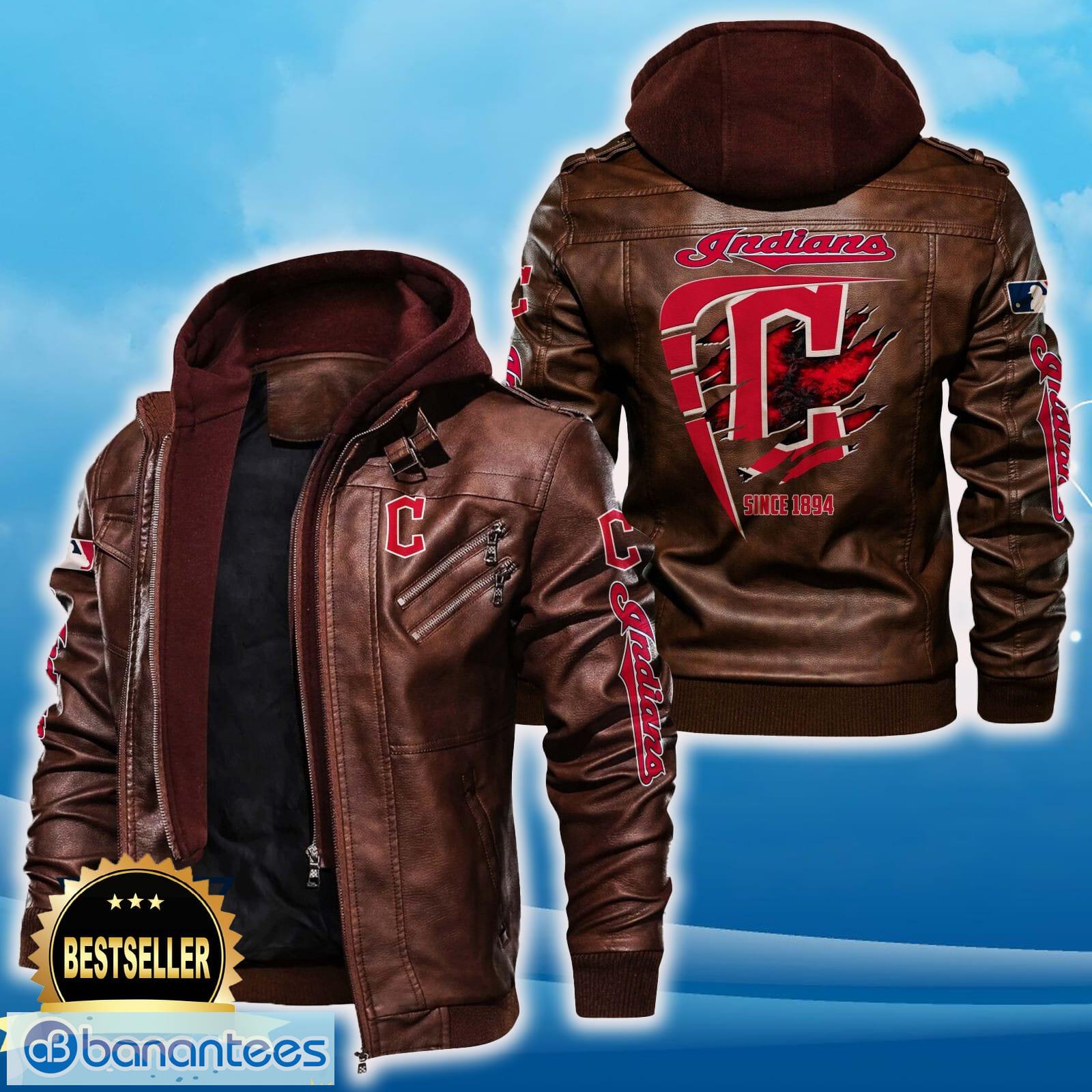 cleveland indians leather jacket black and brown color for men and women gift fans all over print gift fans 1 image Cleveland Indians Leather Jacket Black And Brown Color For Men And Women Gift Fans All OVer Print Gift Fans - Cleveland Indians Leather Jacket_2