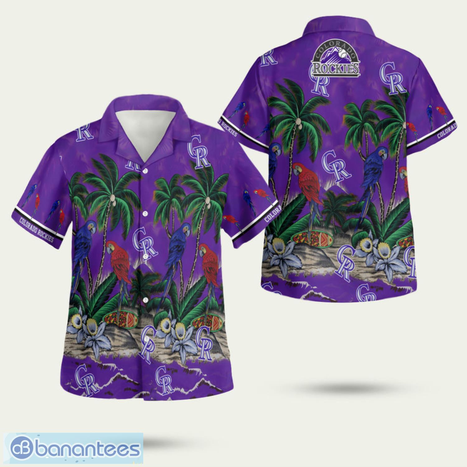 colorado rockies tropical sea and parrots 3d hawaiian shirt summer style gift image Colorado Rockies Tropical Sea And Parrots 3D Hawaiian Shirt Summer Style Gift Product Photo 1