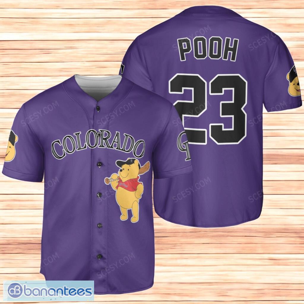 colorado rockies winnie the pooh baseball jersey shirt purple limited edition custom name and number image Colorado Rockies Winnie the Pooh Baseball Jersey Shirt Purple Limited Edition Custom Name And Number Product Photo 1