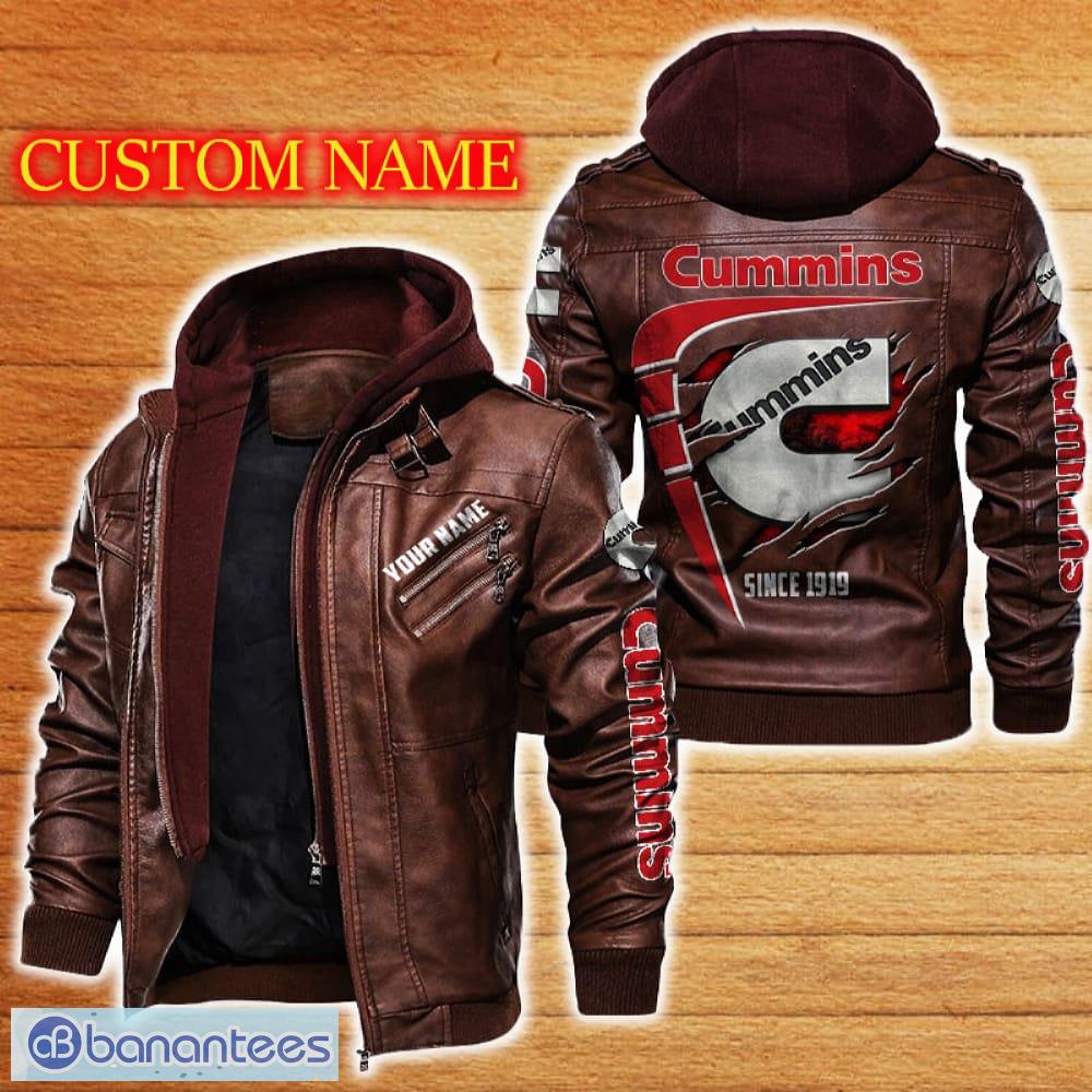 cummins leather jacket black and brown color car logo trending all over print gift fans custom name 1 image Cummins Leather Jacket Black And Brown Color Car Logo Trending All OVer Print Gift Fans Custom Name - Cummins Leather Jacket Car For Fans_2