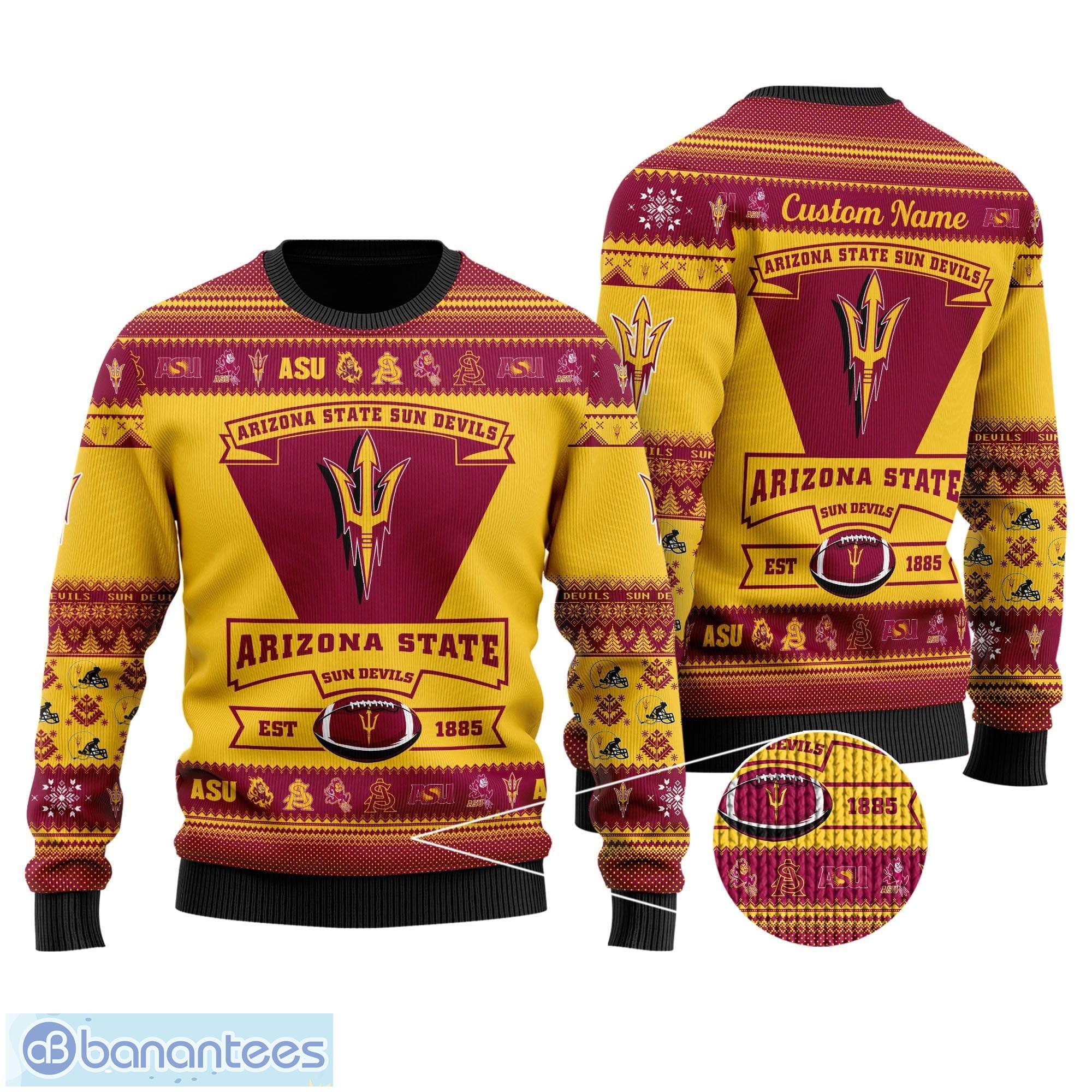 custom name arizona state sun devils football team ugly sweater gift for christmas image Custom Name Arizona State Sun Devils Football Team Ugly Sweater Gift For Christmas - Arizona State Sun Devils Football Team Ugly Sweater Gift For Christmas