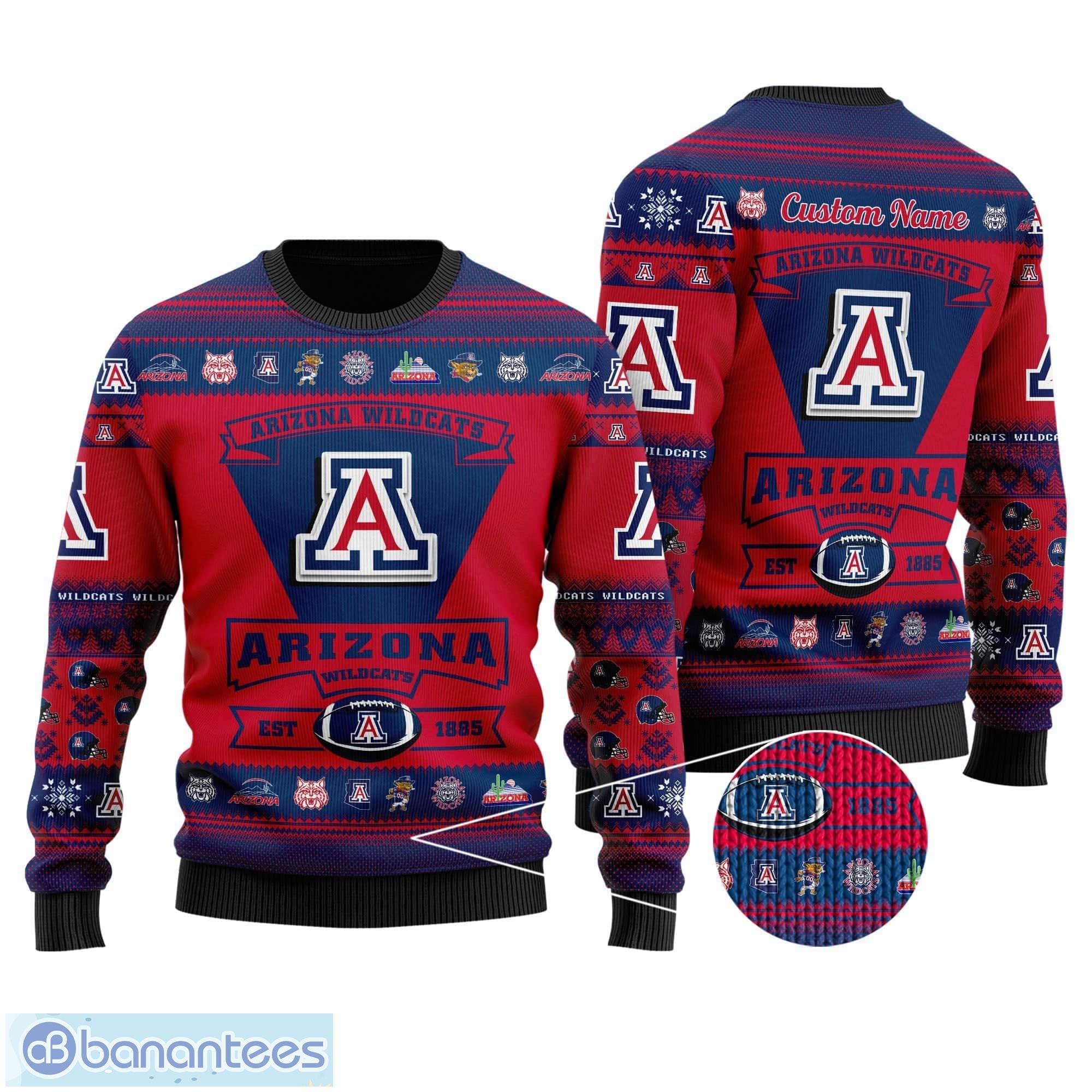 custom name arizona wildcats football team ugly christmas sweater gift for men and women image Custom Name Arizona Wildcats Football Team Ugly Christmas Sweater Gift For Men And Women - Arizona Wildcats Football Team Ugly Christmas Sweater Gift For Men And Women