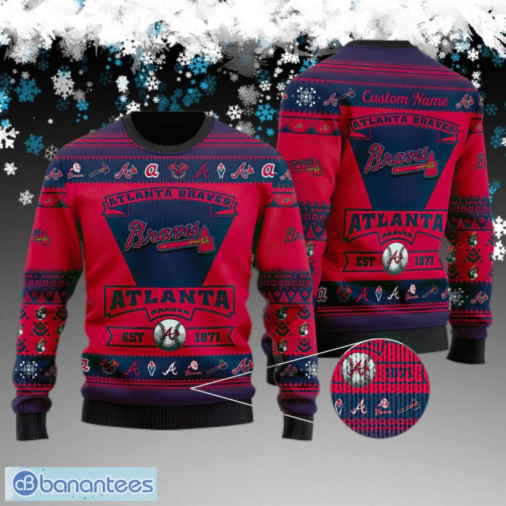 custom name atlanta braves football team ugly xmas 3d sweater gift holidays image Custom Name Atlanta Braves Football Team Ugly Xmas 3D Sweater Gift Holidays - Atlanta Braves Football Team Ugly Xmas 3D Sweater Gift Holidays