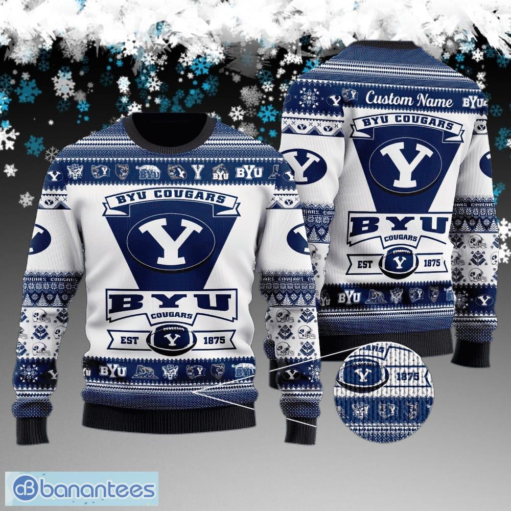 custom name byu cougars football team knitted xmas sweater gift holidays image Custom Name BYU Cougars Football Team Knitted Xmas Sweater Gift Holidays - BYU Cougars Football Team Knitted Xmas Sweater Gift Holidays