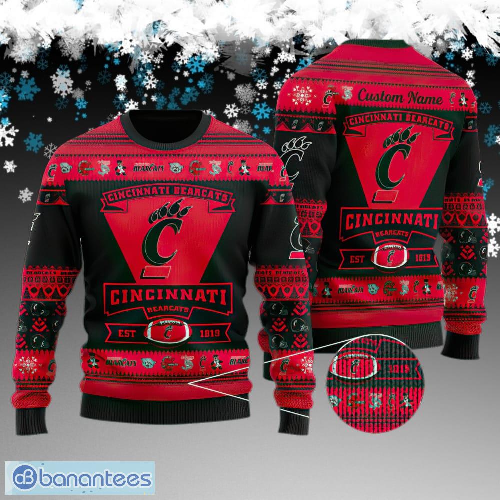 custom name cincinnati bearcats football team knitted christmas sweater gift for men and women image Custom Name Cincinnati Bearcats Football Team Knitted Christmas Sweater Gift For Men And Women - Cincinnati Bearcats Football Team Knitted Christmas Sweater Gift For Men And Women