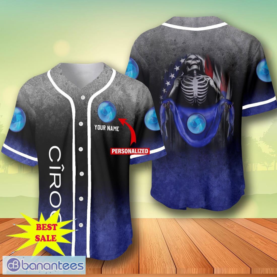 custom name ciroc vodka skull usa flag baseball jersey for men and women image Custom Name Ciroc Vodka Skull USA Flag Baseball Jersey For Men And Women Product Photo 1