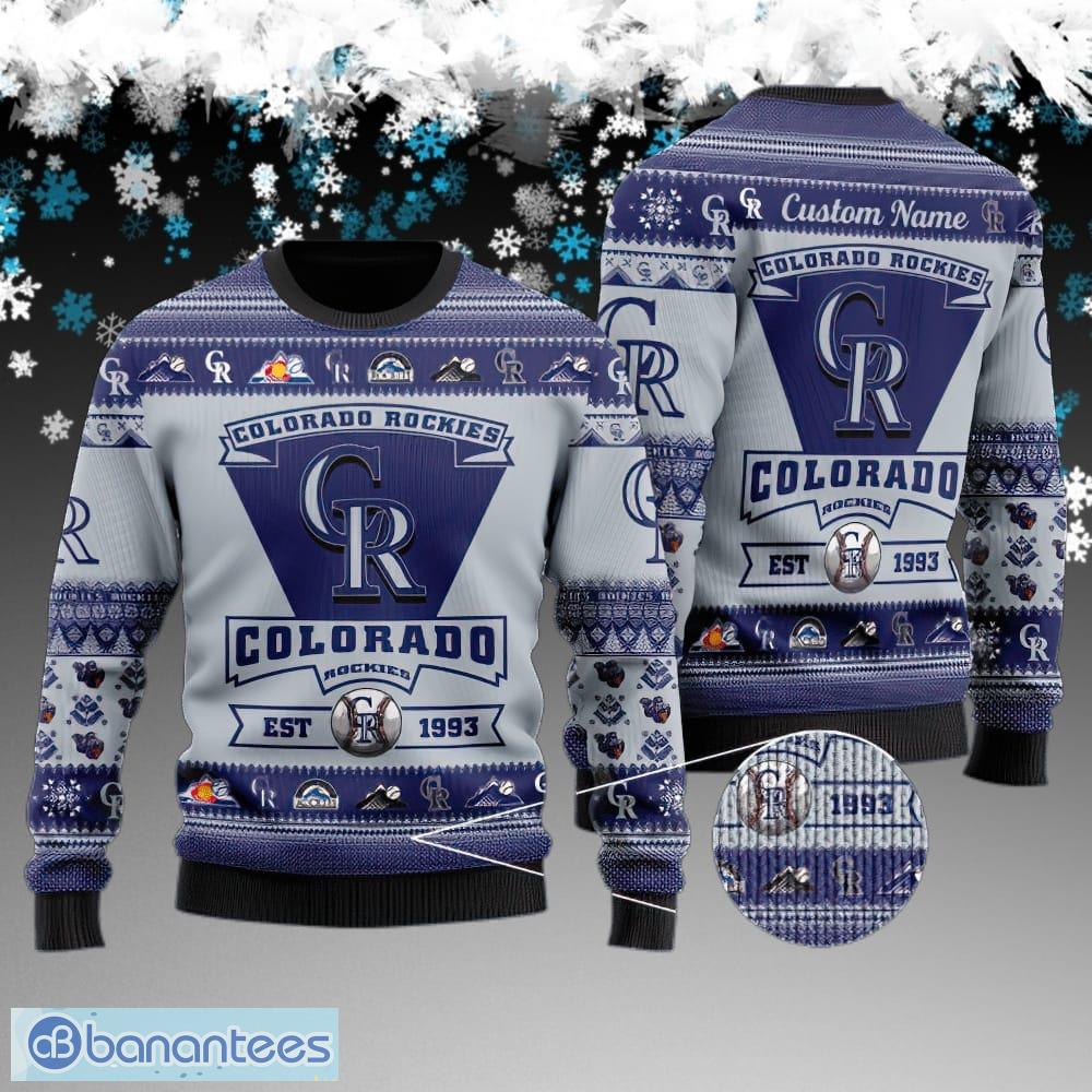 custom name colorado rockies football team ugly sweater aop gift for christmas image Custom Name Colorado Rockies Football Team Ugly Sweater AOP Gift For Christmas - Colorado Rockies Football Team Ugly Sweater AOP Gift For Christmas
