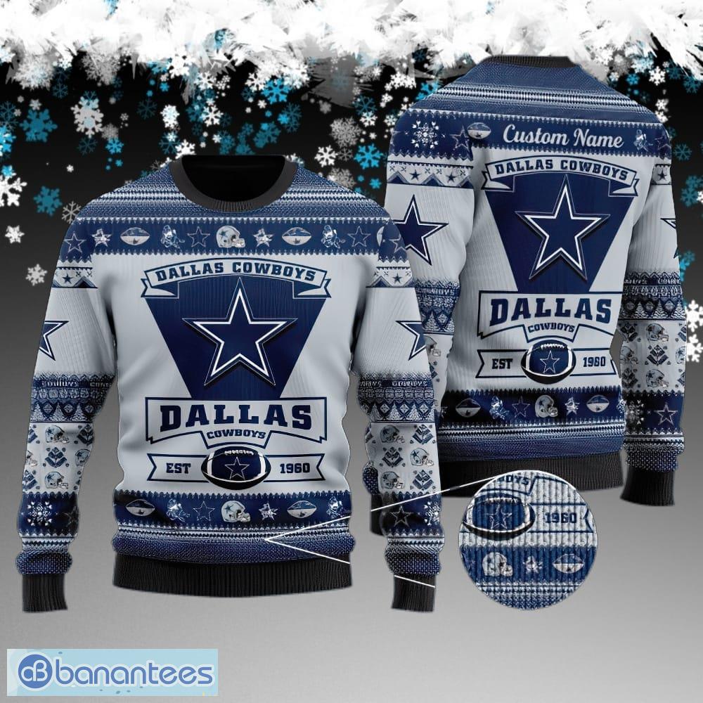 custom name dallas cowboys football team ugly christmas sweater gift for men and women image Custom Name Dallas Cowboys Football Team Ugly Christmas Sweater Gift For Men And Women - Dallas Cowboys Football Team Ugly Christmas Sweater Gift For Men And Women