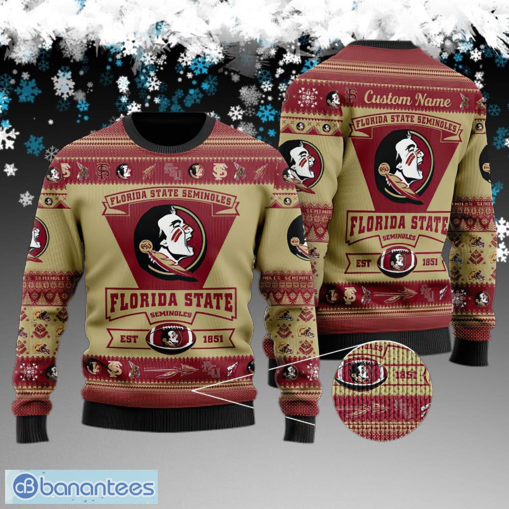 custom name florida state seminoles football team knitted sweater gift for christmas image Custom Name Florida State Seminoles Football Team Knitted Sweater Gift For Christmas - Florida State Seminoles Football Team Knitted Sweater Gift For Christmas