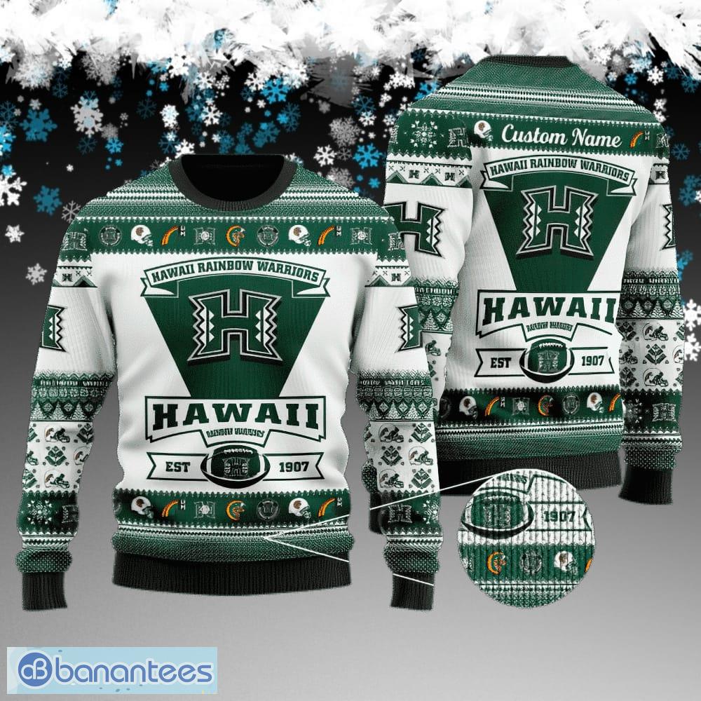 custom name hawaii rainbow warriors football team ugly christmas sweater gift for men and women image Custom Name Hawaii Rainbow Warriors Football Team Ugly Christmas Sweater Gift For Men And Women - Hawaii Rainbow Warriors Football Team Ugly Christmas Sweater Gift For Men And Women