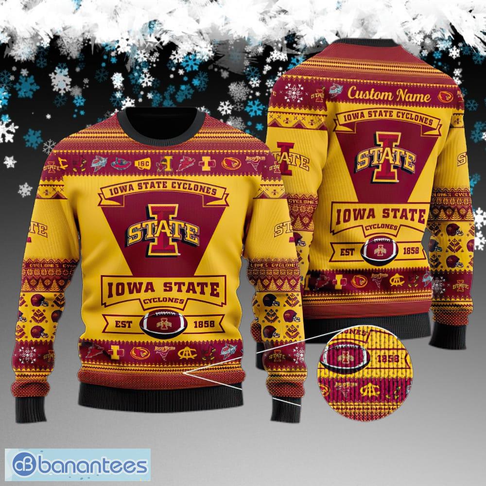 custom name iowa state cyclones football team knitted sweater aop gift for christmas image Custom Name Iowa State Cyclones Football Team Knitted Sweater AOP Gift For Christmas - Iowa State Cyclones Football Team Knitted Sweater AOP Gift For Christmas