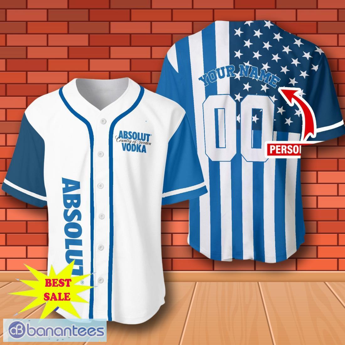 custom number and name american flag absolut vodka whisky baseball jersey for men and women image Custom Number And Name American Flag Absolut Vodka Whisky Baseball Jersey For Men And Women Product Photo 1