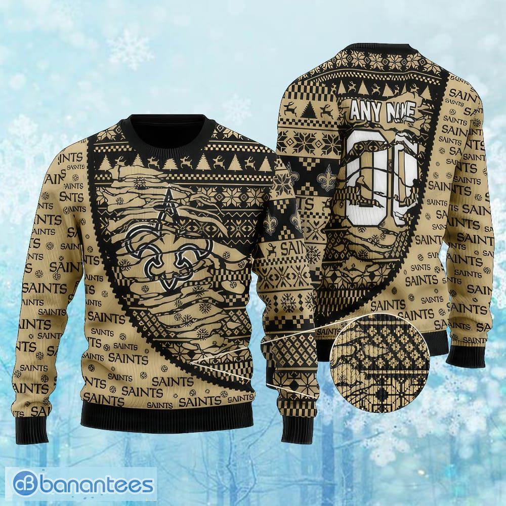 custom number and name nfl new orleans saints christmas knitted christmas sweater aop gift for men and women image Custom Number And Name NFL New Orleans Saints Christmas Knitted Christmas Sweater AOP Gift For Men And Women - Custom Number And Name NFL New Orleans Saints Christmas Knitted Christmas Sweater AOP Gift For Men And Women