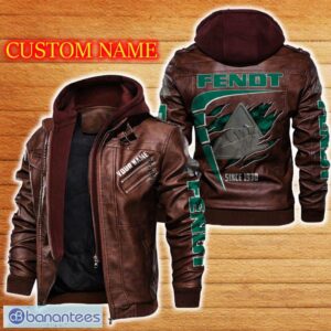Fendt Leather Jacket Black And Brown Color Car Logo Trending All OVer Print Gift Fans Custom Name - Fendt Leather Jacket Car For Fans_2