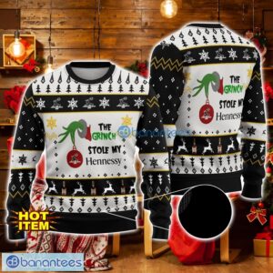 Grinch Stole Hennessy AOP Ugly Christmas Sweater Christmas Gift Gift For Family Product Photo 1