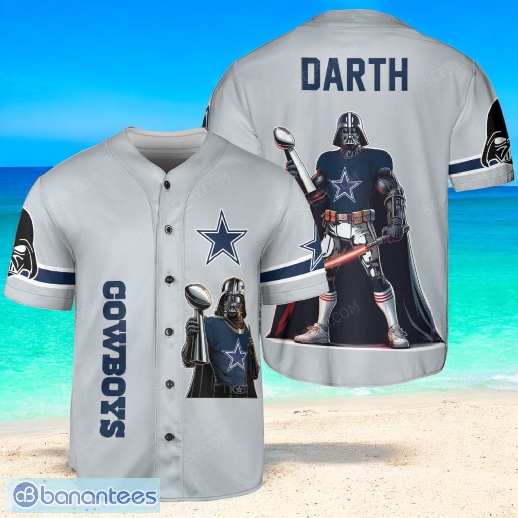 dallas cowboys darth vader baseball jersey shirt gray limited edition image Dallas Cowboys Darth Vader Baseball Jersey Shirt Gray Limited Edition Product Photo 1