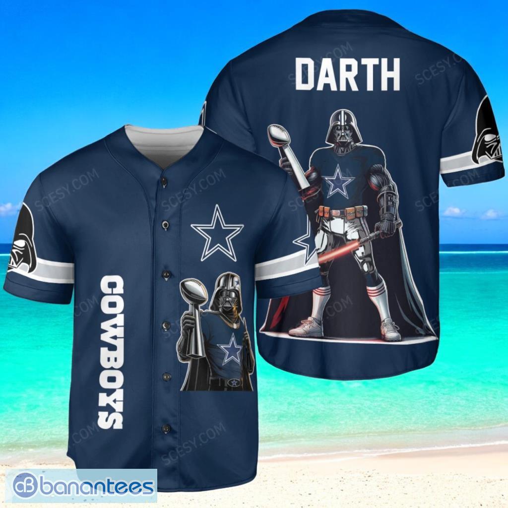 dallas cowboys darth vader baseball jersey shirt navy limited edition image Dallas Cowboys Darth Vader Baseball Jersey Shirt Navy Limited Edition Product Photo 1