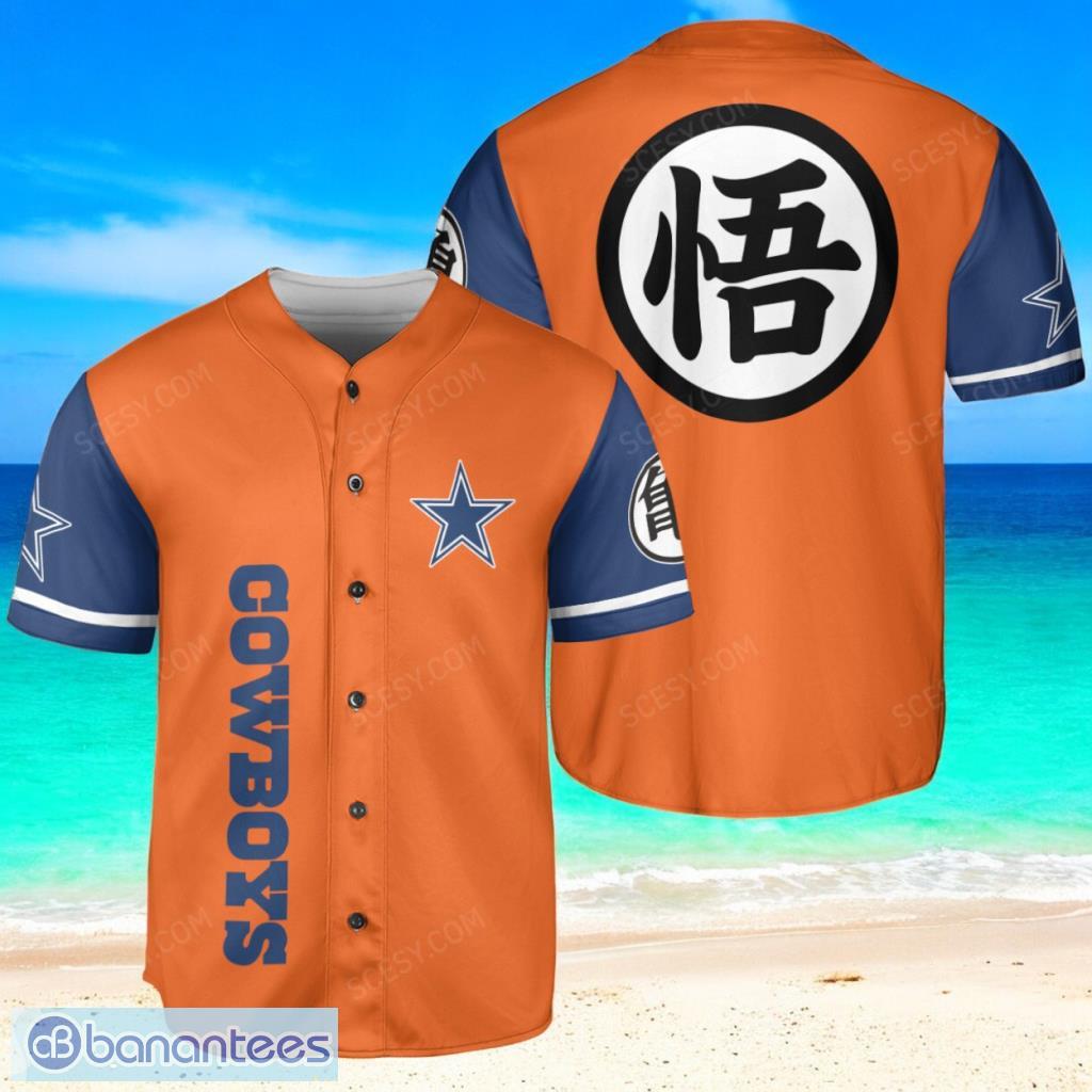 dallas cowboys dragon ball baseball jersey shirt limited edition image Dallas Cowboys Dragon Ball Baseball Jersey Shirt Limited Edition Product Photo 1