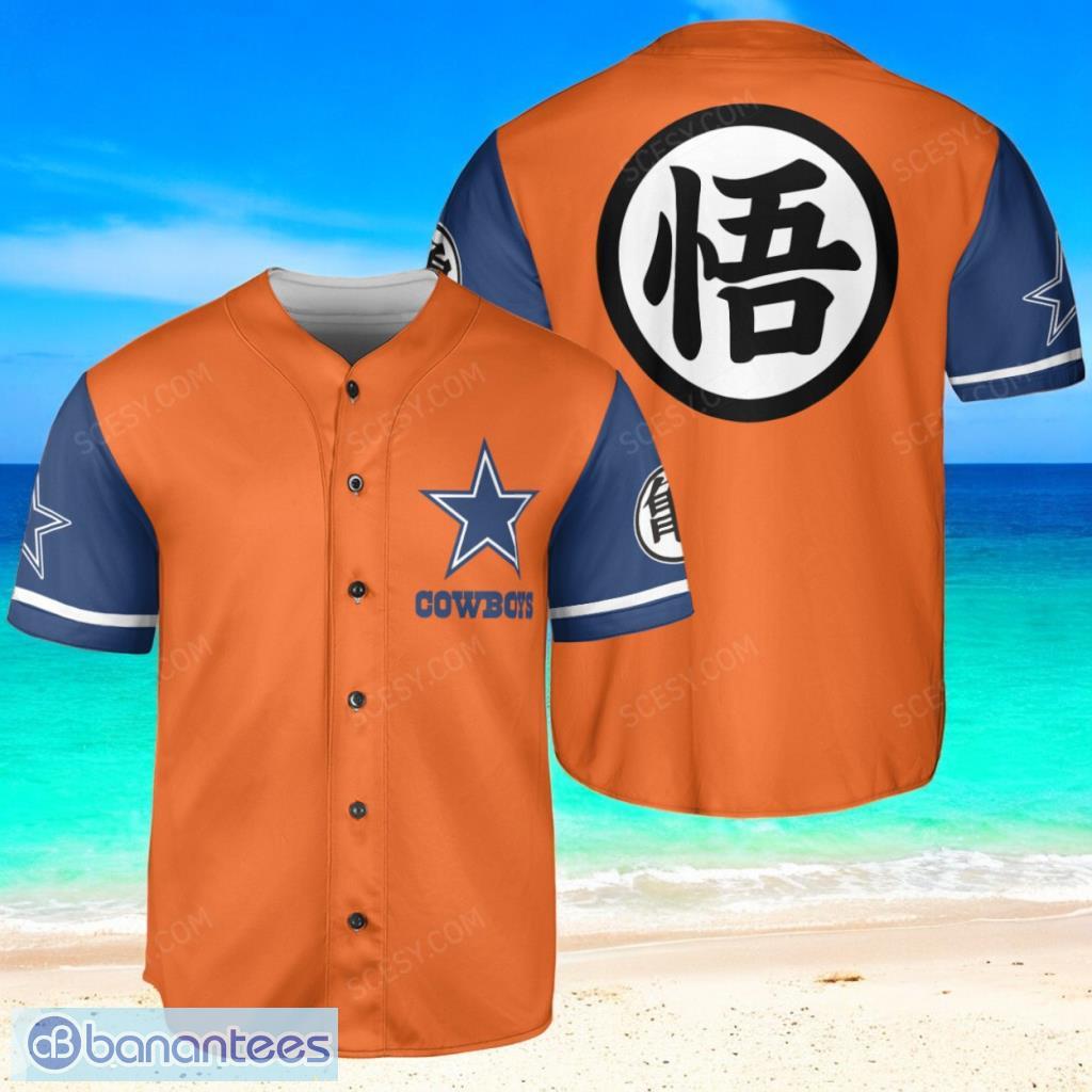 dallas cowboys dragon ball son goku baseball jersey shirt limited edition image Dallas Cowboys Dragon Ball Son Goku Baseball Jersey Shirt Limited Edition Product Photo 1