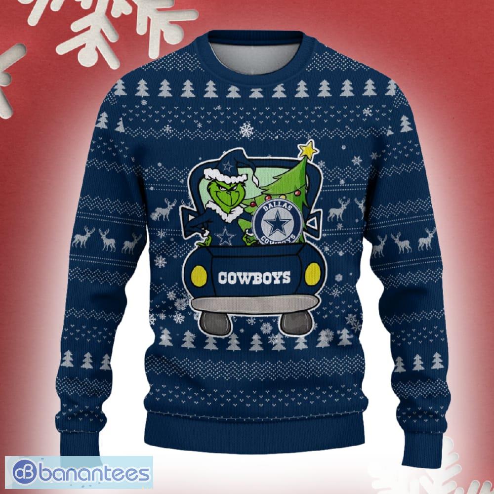 dallas cowboys grinch driving funny 3d ugly christmas sweater for men women image Dallas Cowboys Grinch Driving Funny 3D Ugly Christmas Sweater For Men Women - Dallas Cowboys Christmas Sweater Grinch Driving Photo 2