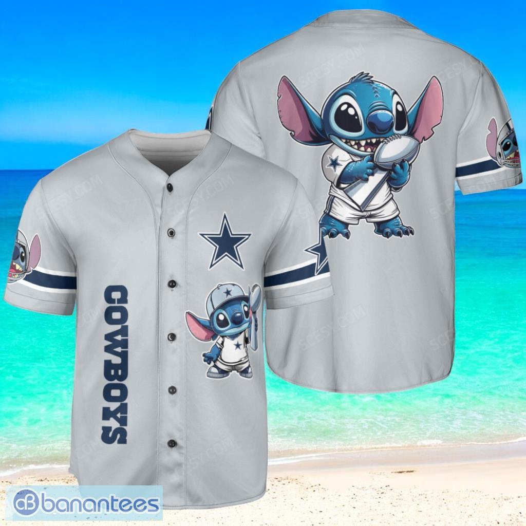 dallas cowboys lilo stitch baseball jersey shirt gray limited edition custom name and number image Dallas Cowboys Lilo & Stitch Baseball Jersey Shirt Gray Limited Edition Custom Name And Number Product Photo 1