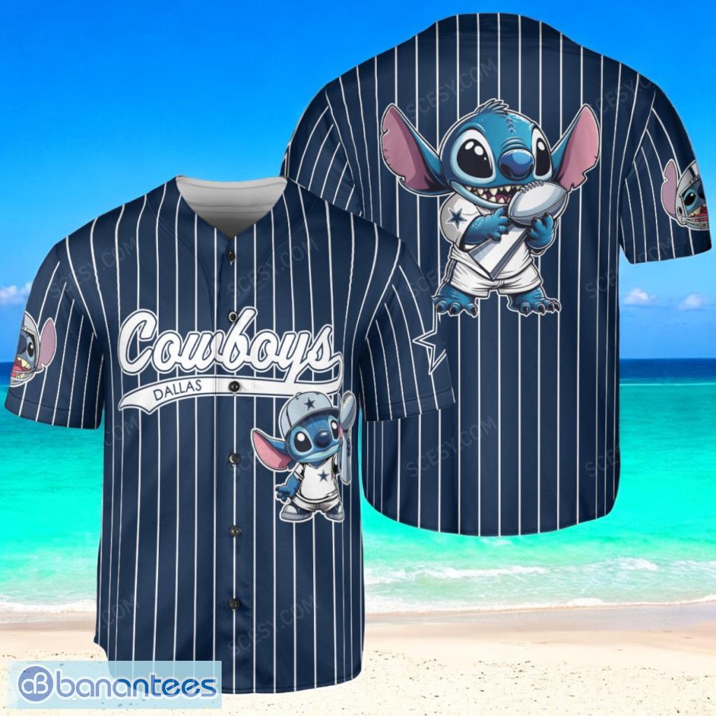dallas cowboys lilo stitch baseball jersey shirt navy striped limited edition custom name and number image Dallas Cowboys Lilo & Stitch Baseball Jersey Shirt Navy Striped Limited Edition Custom Name And Number Product Photo 1