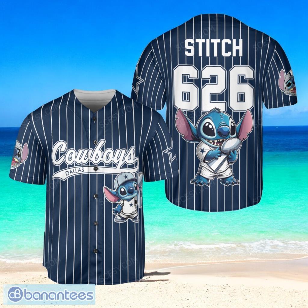 dallas cowboys lilo stitch champions baseball jersey shirt navy striped limited edition custom name and number image Dallas Cowboys Lilo & Stitch Champions Baseball Jersey Shirt Navy Striped Limited Edition Custom Name And Number Product Photo 1