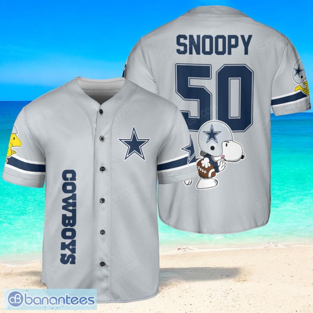 dallas cowboys snoopy baseball jersey shirt gray limited edition custom name and number image Dallas Cowboys Snoopy Baseball Jersey Shirt Gray Limited Edition Custom Name And Number Product Photo 1