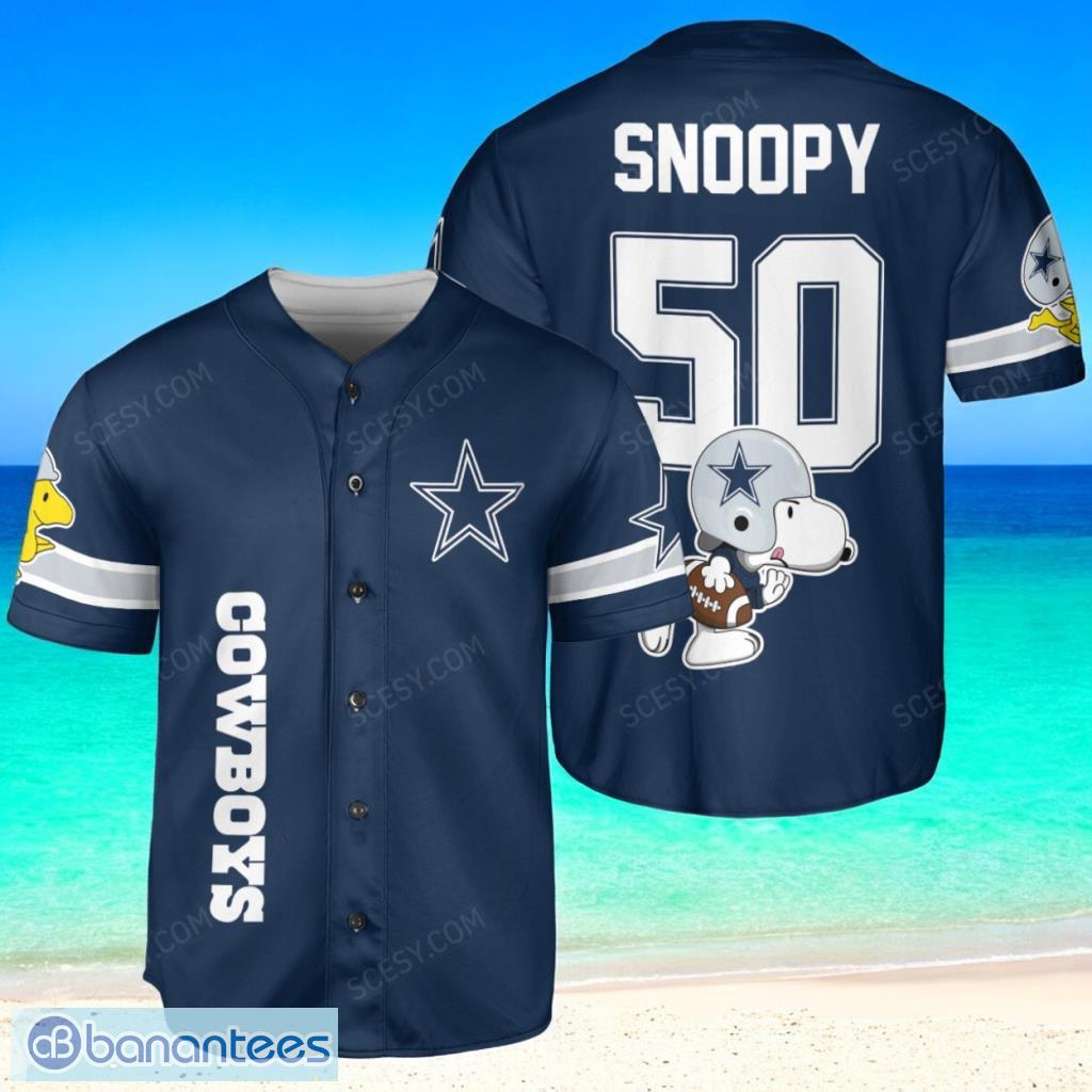 dallas cowboys snoopy baseball jersey shirt navy limited edition custom name and number image Dallas Cowboys Snoopy Baseball Jersey Shirt Navy Limited Edition Custom Name And Number Product Photo 1