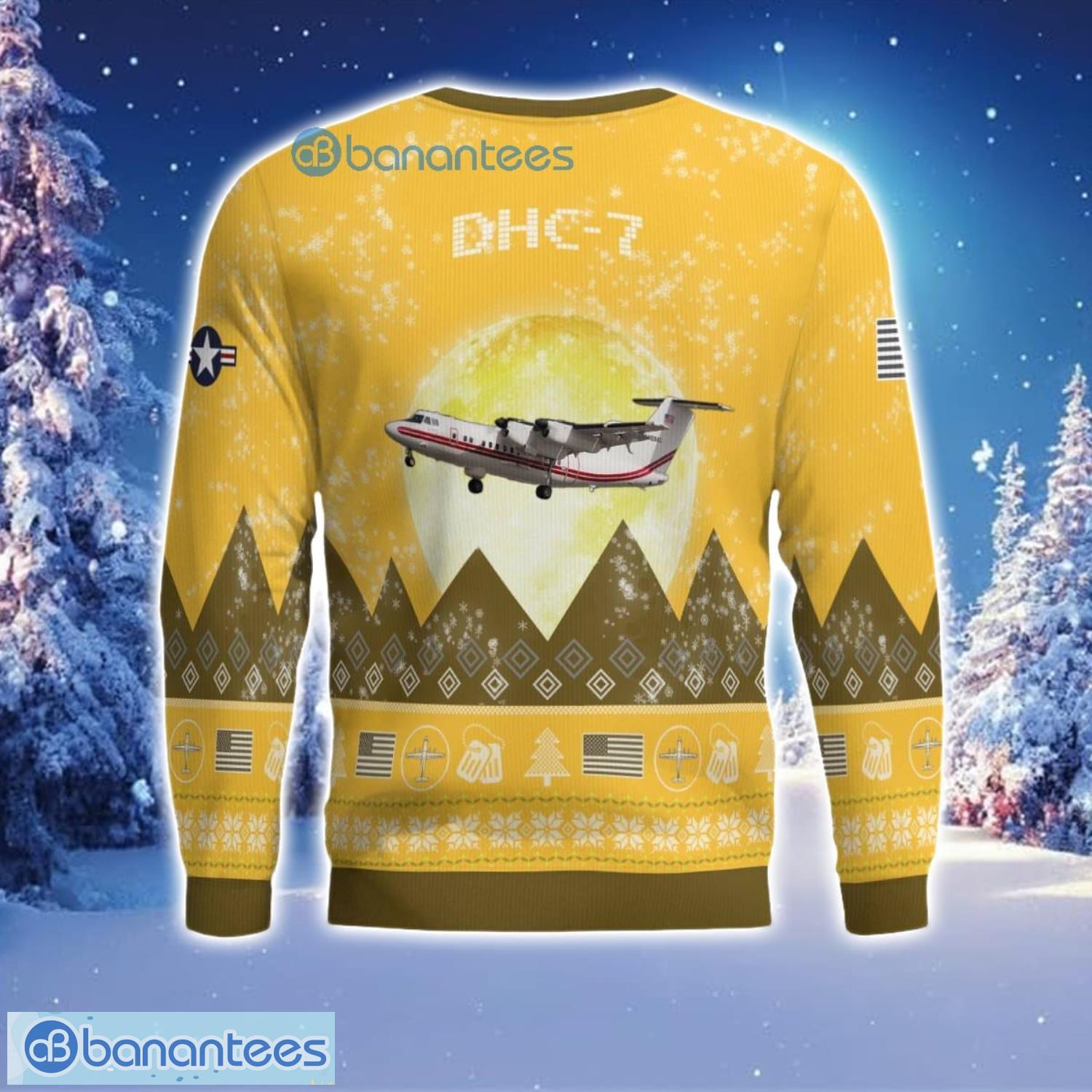 de havilland canada dhc 7 dhc7 aircraft moonlight 3d print ugly christmas sweater christmas gift yellow color sweater 1 image De Havilland Canada DHC-7 DHC7 Aircraft Moonlight 3D Print Ugly Christmas Sweater Christmas Gift Yellow Color Sweater Product Photo 2