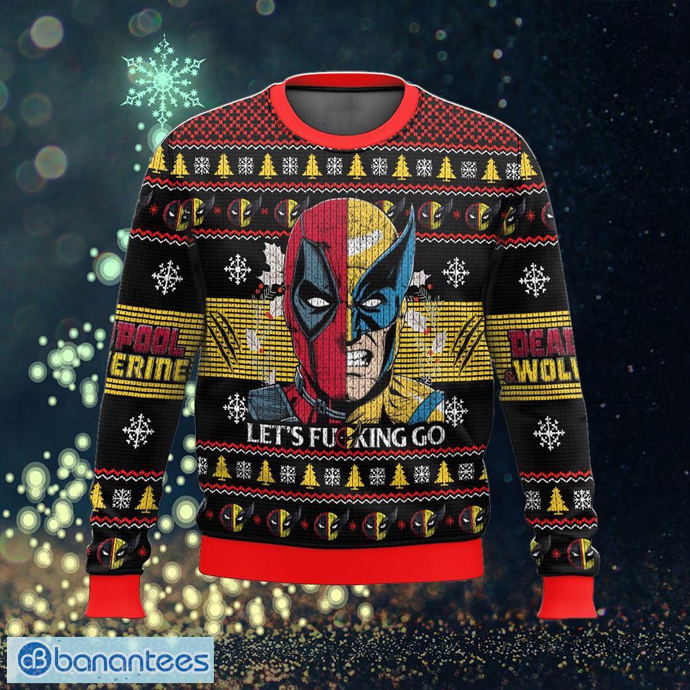 deadpool amp wolverine ugly sweater poinsettia ugly christmas 3d sweater gift for men and women image Deadpool & Wolverine Ugly Sweater Poinsettia Ugly Christmas 3D Sweater Gift For Men And Women - Deadpool & Wolverine Ugly Sweater Photo_1