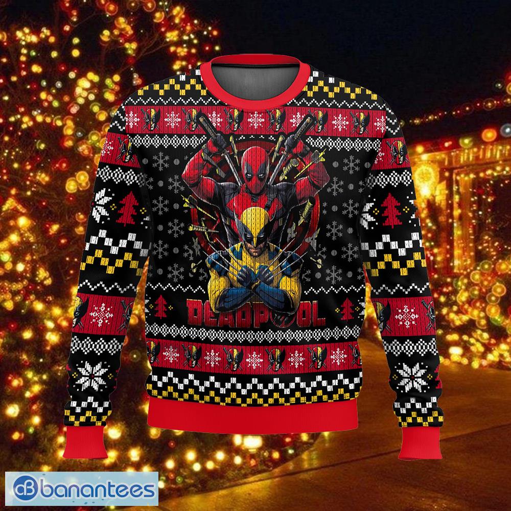 deadpool x wolverine bauble ugly christmas sweater gift for men and women image Deadpool X Wolverine Bauble Ugly Christmas Sweater Gift For Men And Women - Deadpool X Wolverine Ugly Christmas Sweater Photo_1