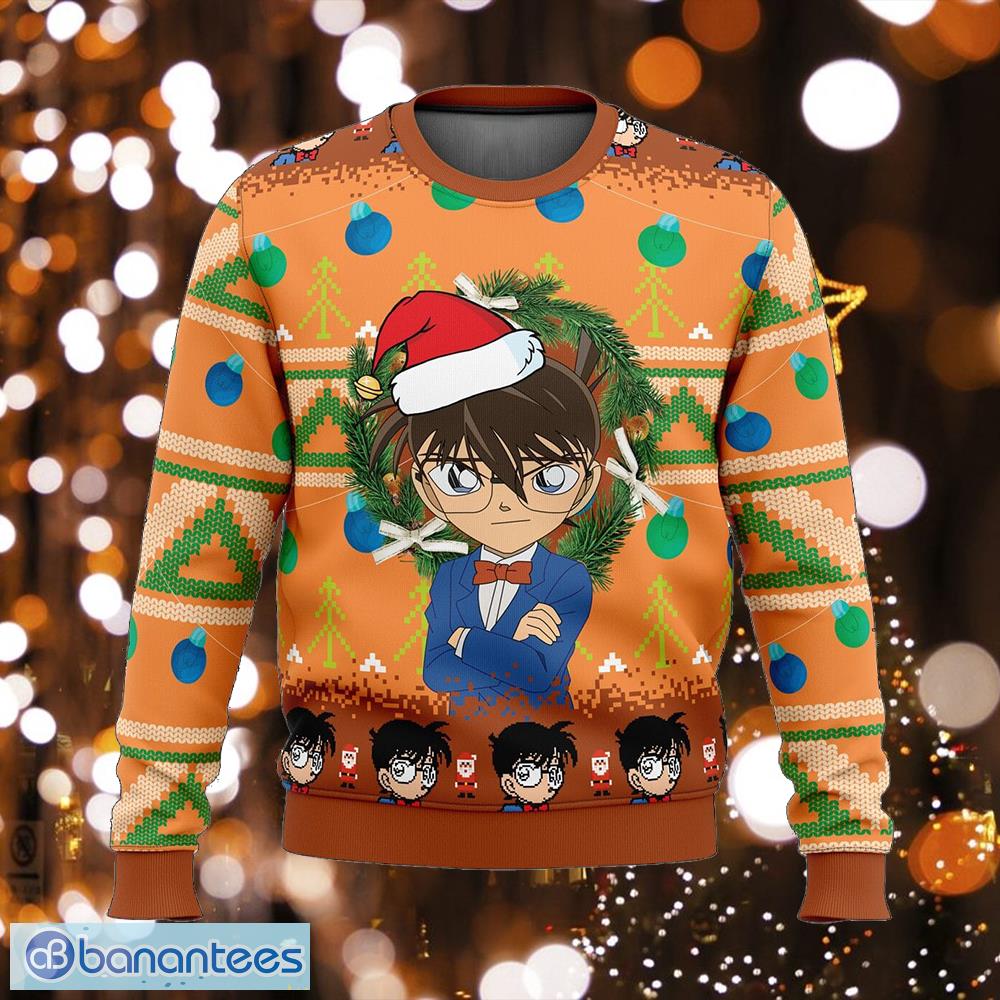 detective conan mistletoe ugly xmas 3d sweater gift for men and women image Detective Conan Mistletoe Ugly Xmas 3D Sweater Gift For Men And Women - Detective Conan Ugly Christmas Sweater Photo_1