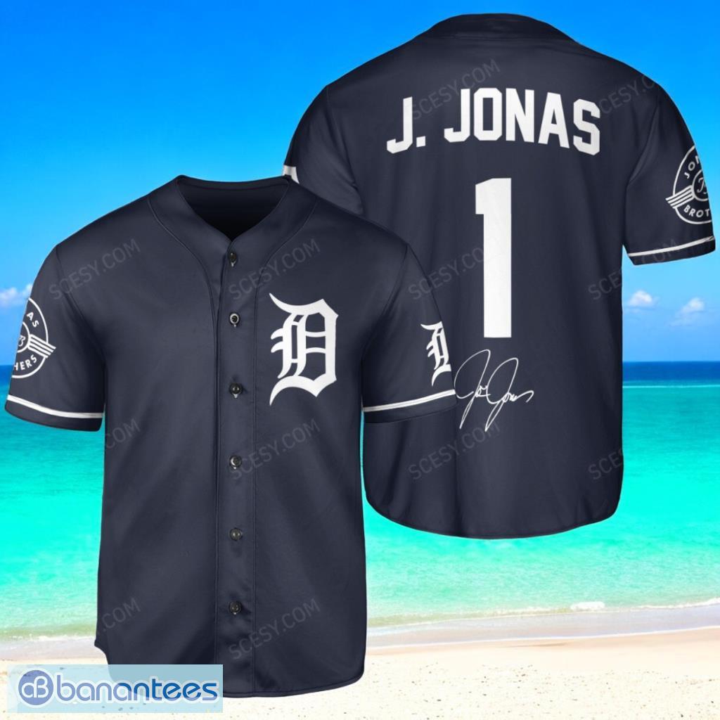 detroit tigers j jonas baseball jersey shirt navy limited edition custom name and number image Detroit Tigers J. Jonas Baseball Jersey Shirt Navy Limited Edition Custom Name And Number Product Photo 1