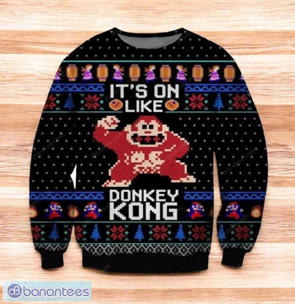donkey kong knitting pattern 3d print ugly christmas sweatergift for men and women image Donkey Kong Knitting Pattern 3D Print Ugly Christmas SweaterGift For Men And Women Product Photo 1